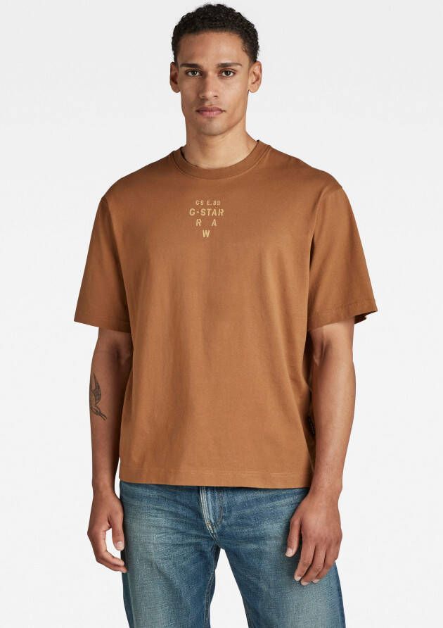 G-Star RAW Stencil Center Graphic Boxy T-Shirt Bruin Heren