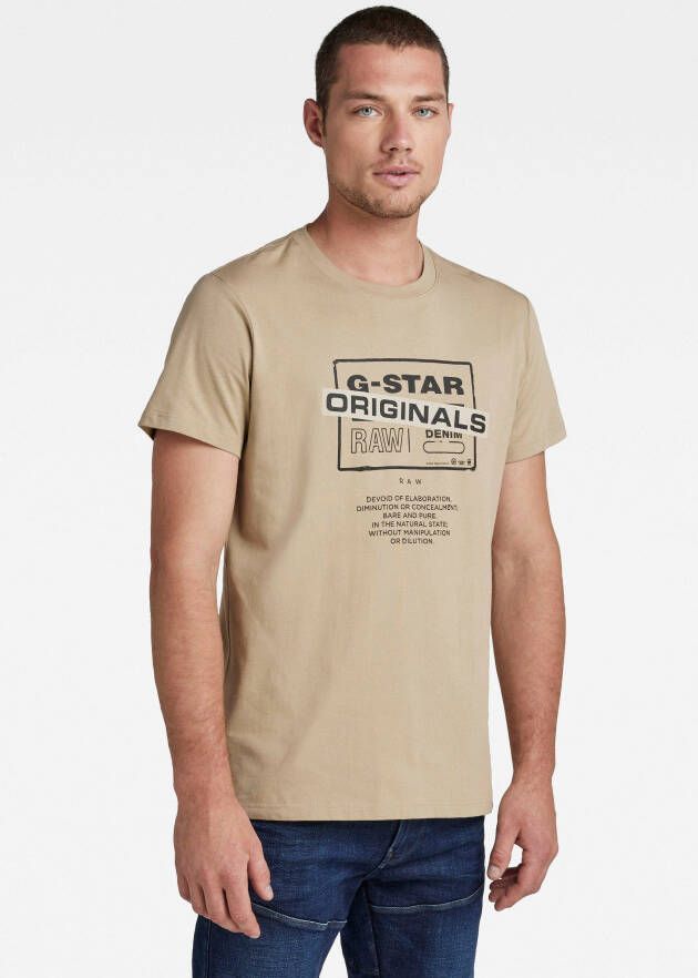 G-Star Heren Organisch Katoenen T-Shirt Beige Heren