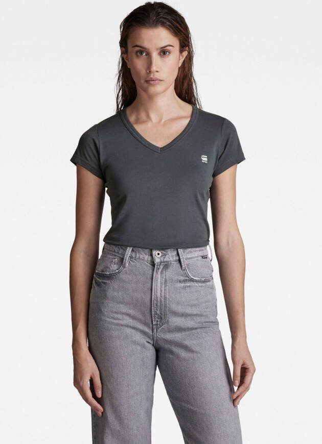 G-Star RAW Shirt met V-hals Eyben Slim Top met kleine logoprint op borsthoogte