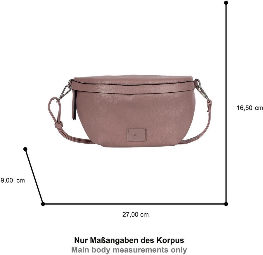 Gabor Buiktasje Elfie uit fijn nerf glad kunstleer en met een logo rubber patch