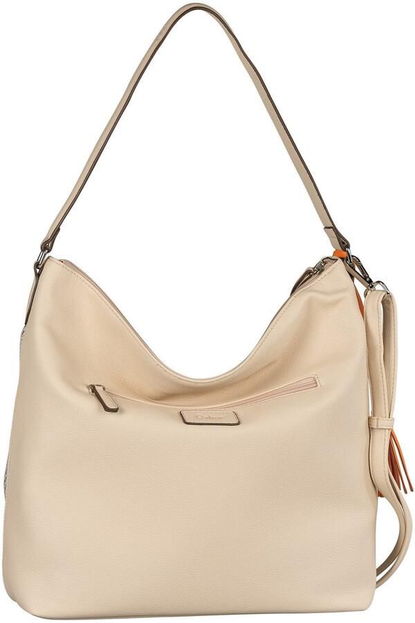 Gabor Hobo-tas Annett in bamboe-look bezet met glad kunstleer en een franjes hanger