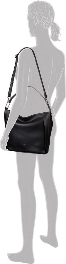 Gabor Hobo-tas Brianne van licht generfd imitatieleer met decoratieve plooien en kleurranden - Foto 4