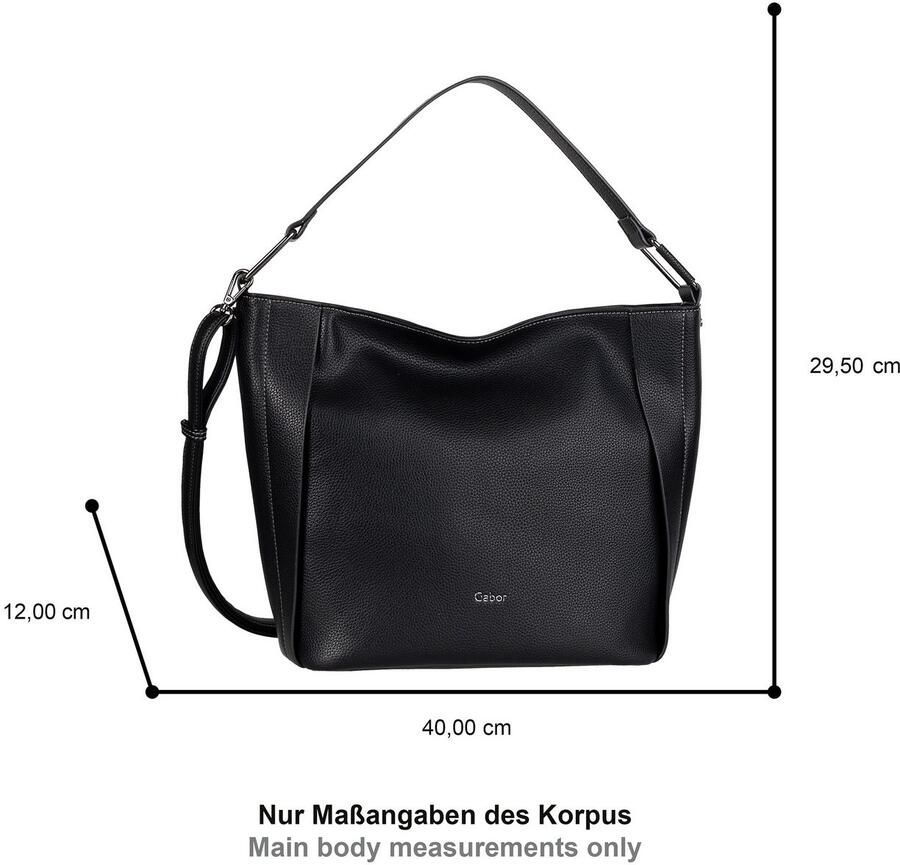 Gabor Hobo-tas Brianne van licht generfd imitatieleer met decoratieve plooien en kleurranden