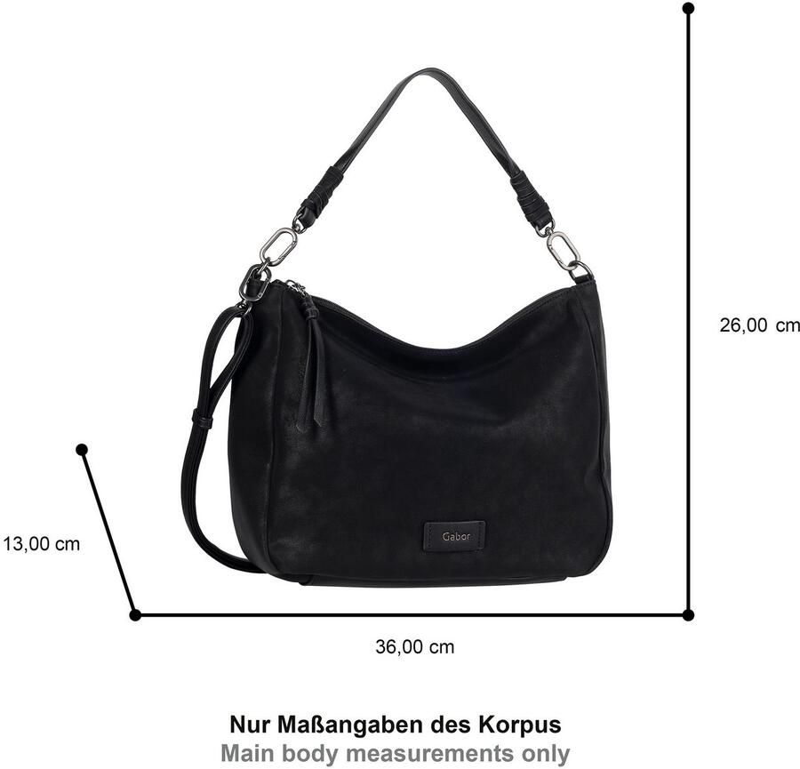 Gabor Hobo-tas Lida zacht nubuck-imitatieleer en vor met uitvoerige schouderrie