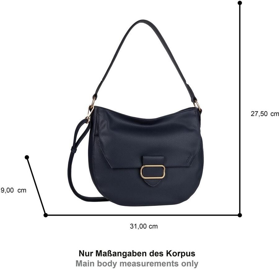 Gabor Hobo-tas MELORA licht generfd imitatieleer met fijn logo en gouden metalen ring