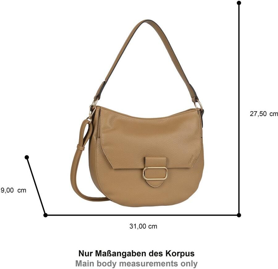 Gabor Hobo-tas MELORA licht generfd imitatieleer met fijn logo en gouden metalen ring