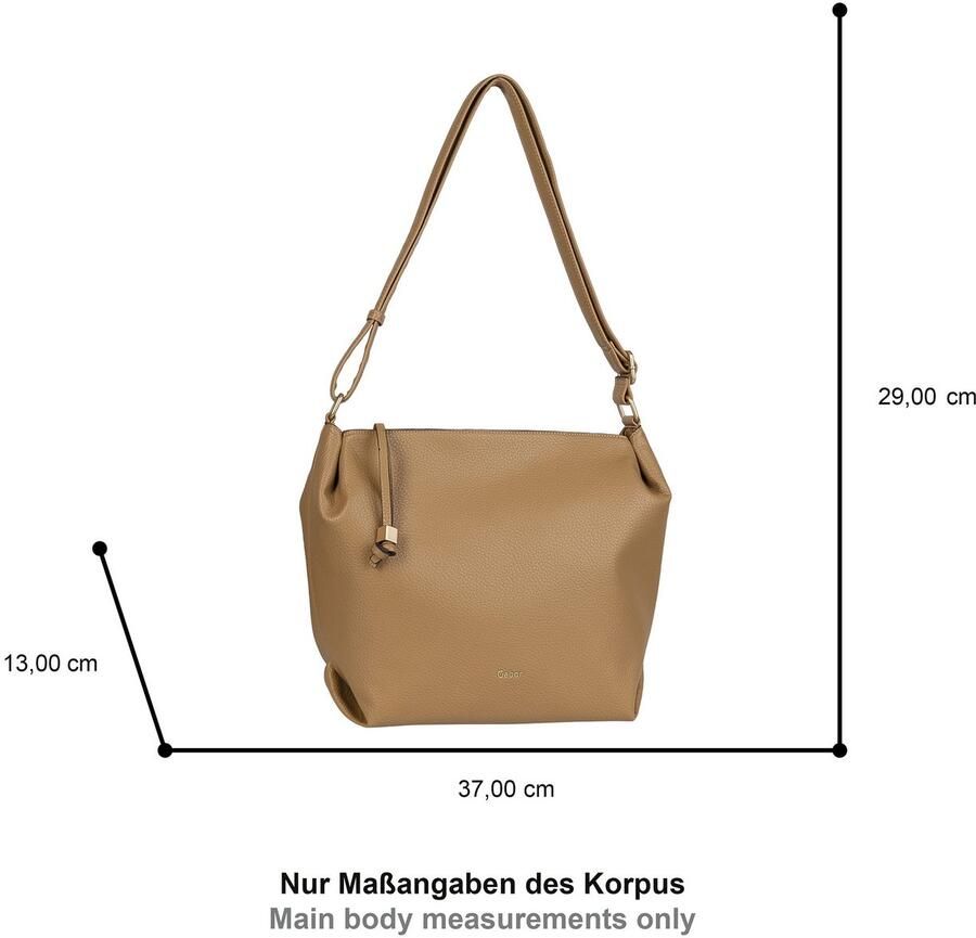 Gabor Hobo-tas TELIA discrete plooien elegante ritssluiting met gouden sierkubus