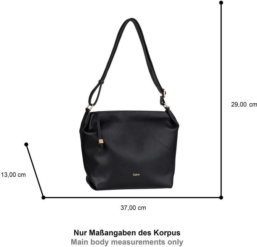 Gabor Hobo-tas TELIA discrete plooien elegante ritssluiting met gouden sierkubus