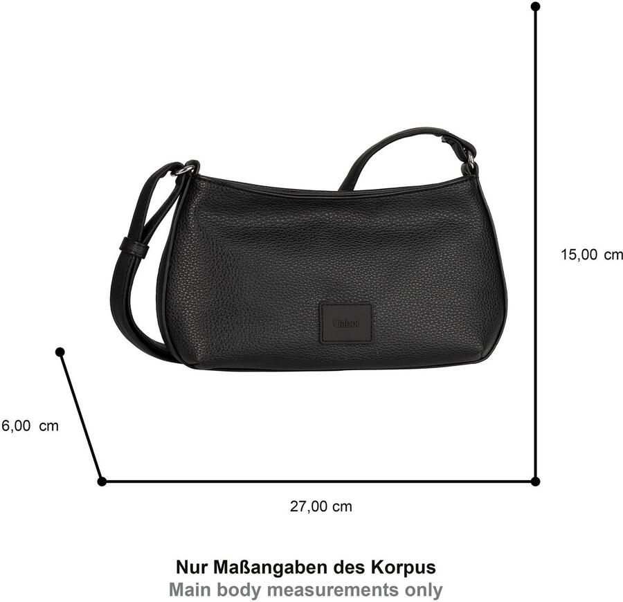 Gabor Schoudertas Elfie uit fijn nerf glad kunstleer en met een logo rubber patch