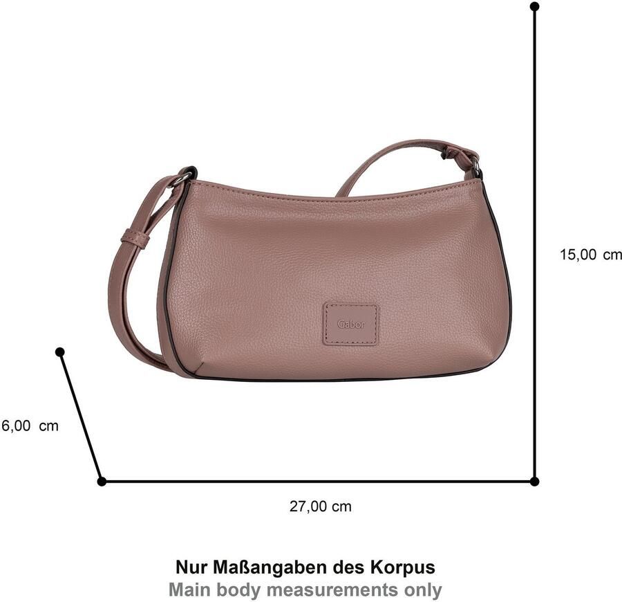 Gabor Schoudertas Elfie uit fijn nerf glad kunstleer en met een logo rubber patch