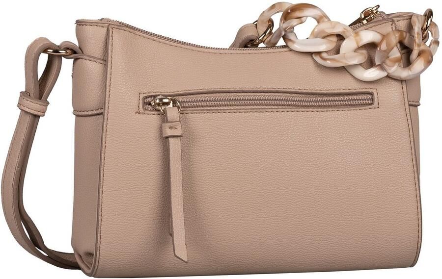 Gabor Schoudertas Ilona uit licht nerf leerimitat met tweekleurige kunststofketting