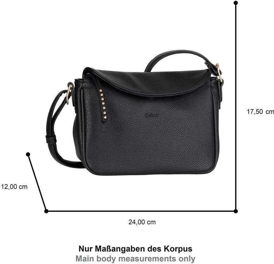 Gabor Schoudertas Marcella gripvast imitatieleer in subtiele vor met klinknagels versierde rits