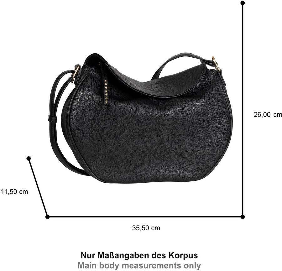 Gabor Schoudertas Marcella gripvast imitatieleer in subtiele vor met klinknagels versierde rits