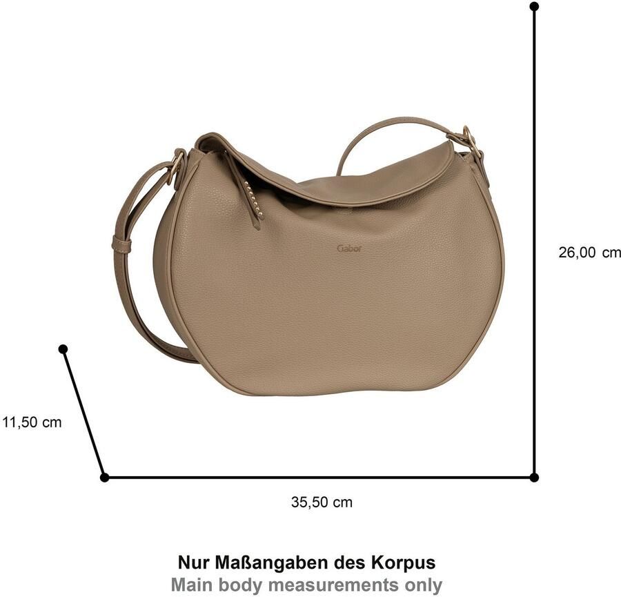 Gabor Schoudertas Marcella gripvast imitatieleer in subtiele vor met klinknagels versierde rits