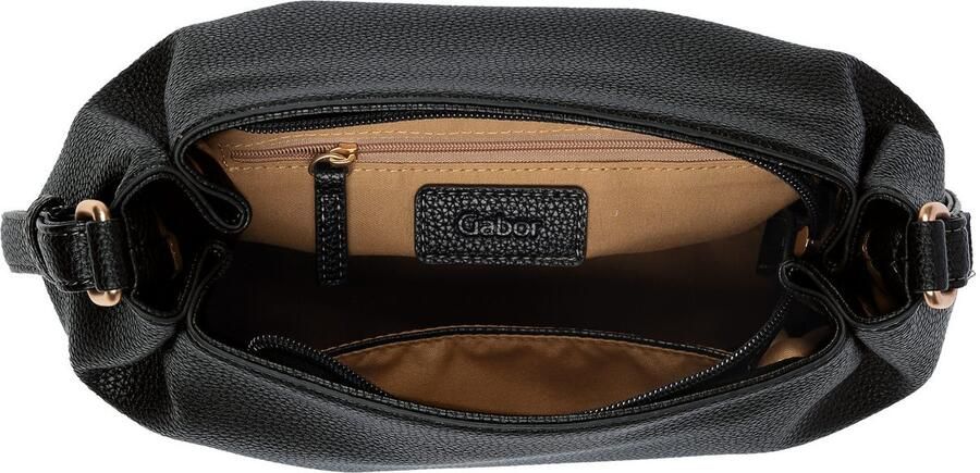 Gabor Schoudertas TELIA discrete plooien elegante ritssluiting met gouden sierkubus - Foto 3