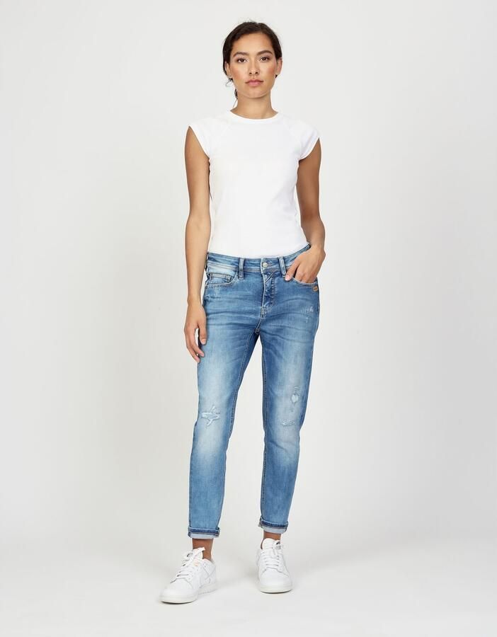 GANG Relax fit jeans 94AMELIE CROPPED van robuuste gabardine stretch - Foto 4