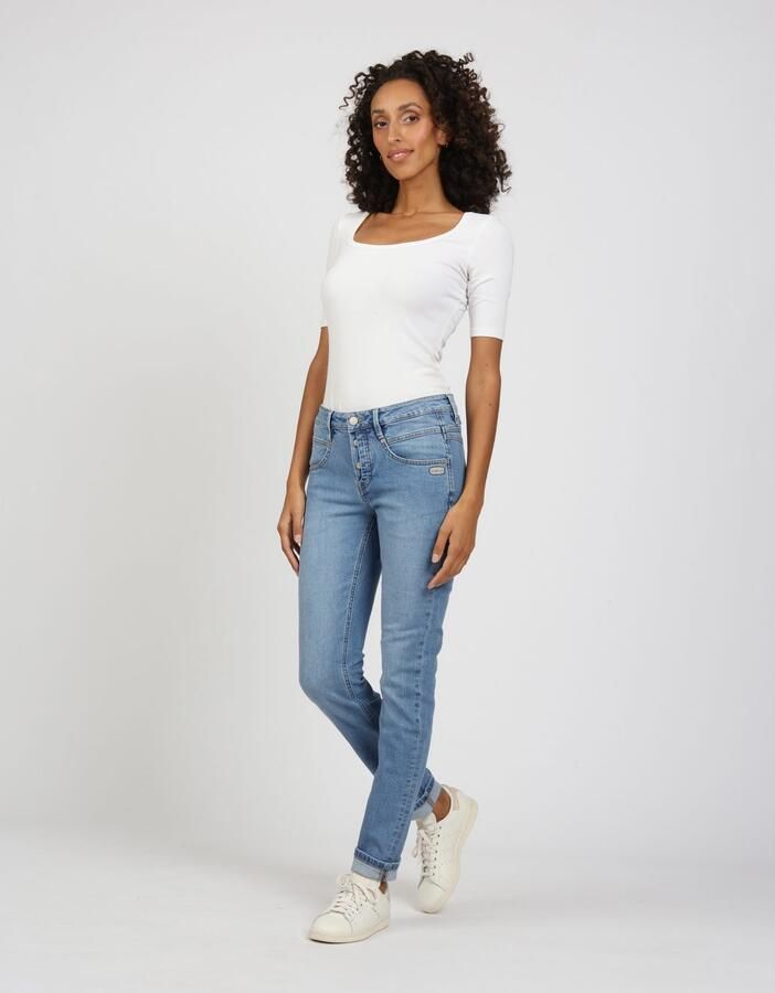 GANG Skinny fit jeans 94Medina met stijlvolle half open knoopsluiting - Foto 4