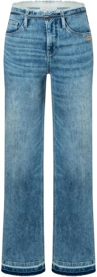 GANG Wijde jeans 94AMELIE WIDE FIT met franjes aan de zoom en boorden - Foto 8