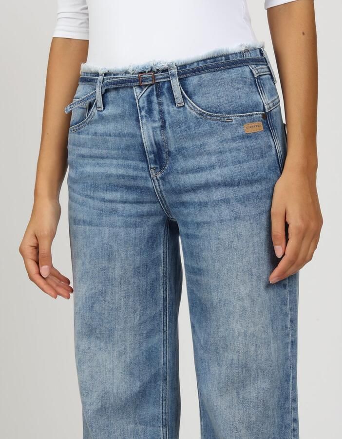 GANG Wijde jeans 94AMELIE WIDE FIT met franjes aan de zoom en boorden - Foto 4