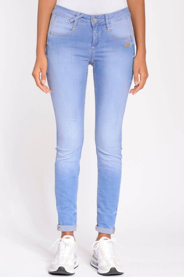 GANG Skinny fit jeans 94Nele met stretch en driehoekige inzetstukken aan de zijkanten