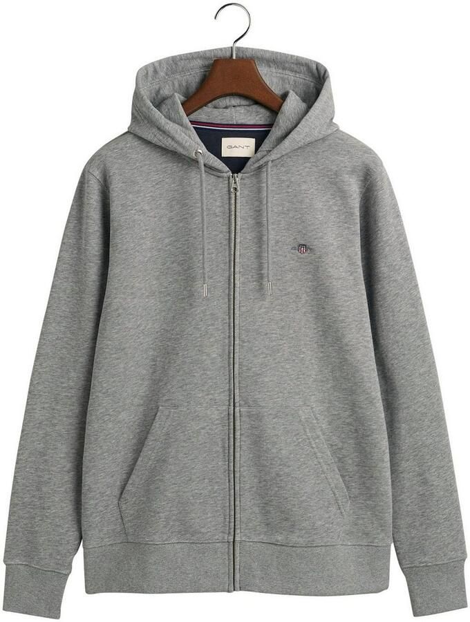 Gant Capuchonsweatvest REG SHIELD FULL ZIP HOODIE met logoborduursel op borsthoogte
