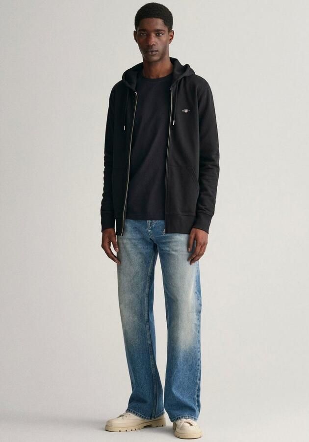 Gant Capuchonsweatvest REG SHIELD FULL ZIP HOODIE met logoborduursel op borsthoogte - Foto 4