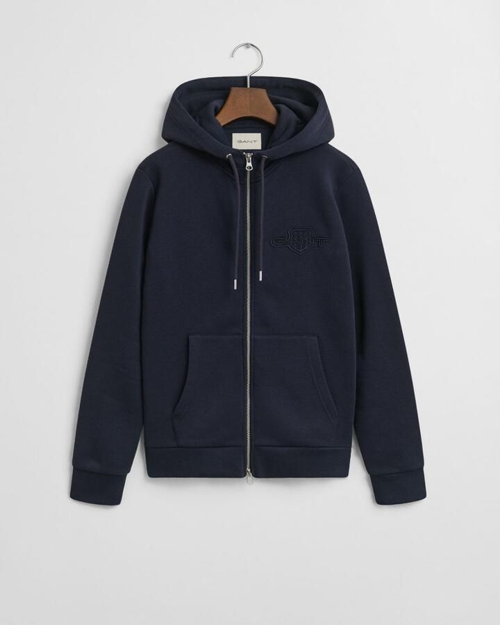Gant Capuchonsweatvest REG TONAL SHIELD ZIP HOODIE Merkborduurwerk capuchon ribboorden - Foto 4