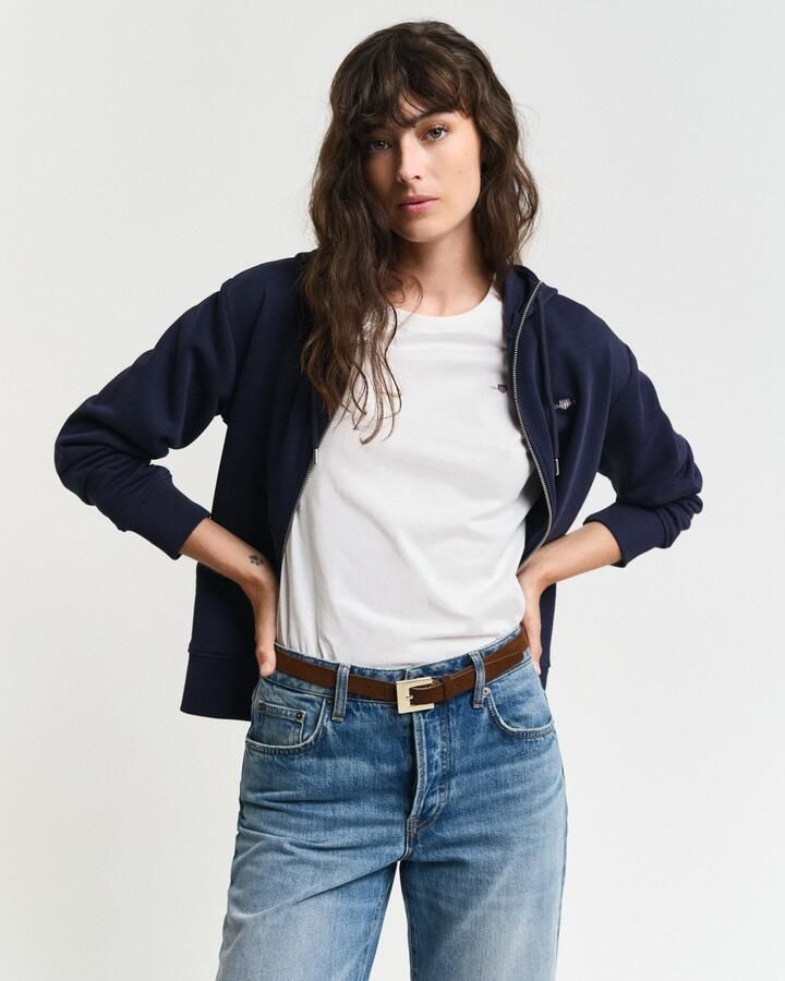 Gant Capuchonsweatvest SHIELD ZIP HOODIE Grafische -borduursel op de borst - Foto 14