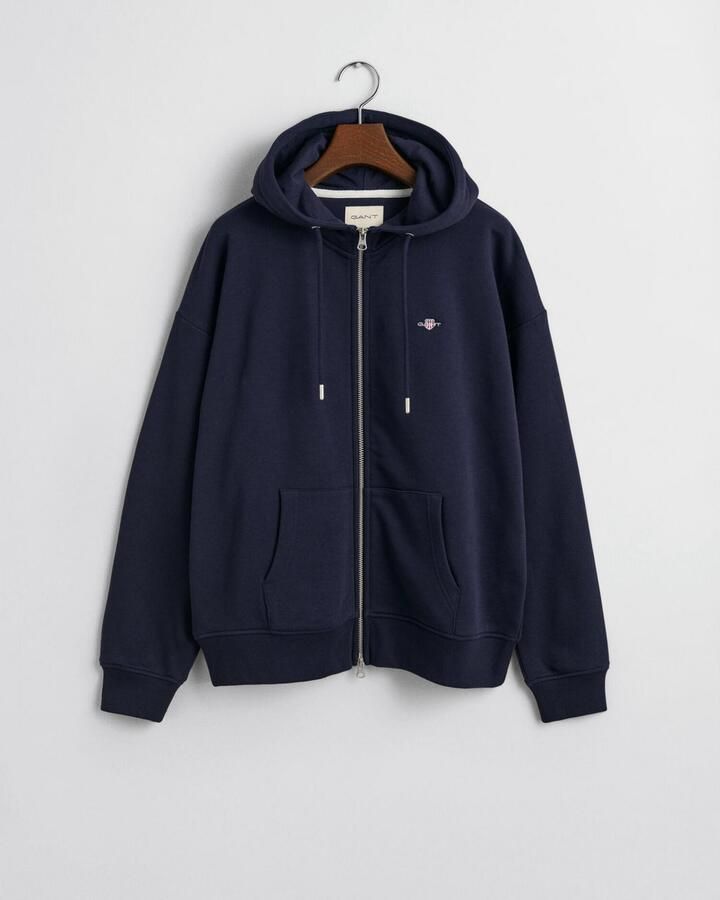 Gant Capuchonsweatvest SHIELD ZIP HOODIE Grafische -borduursel op de borst - Foto 9
