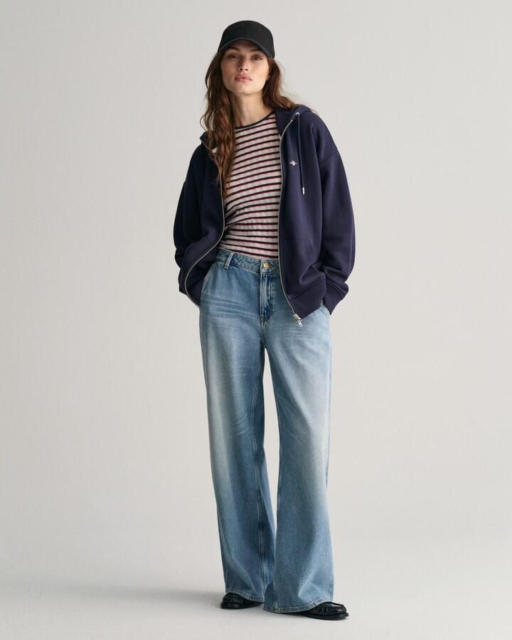 Gant Capuchonsweatvest SHIELD ZIP HOODIE Grafische -borduursel op de borst - Foto 10