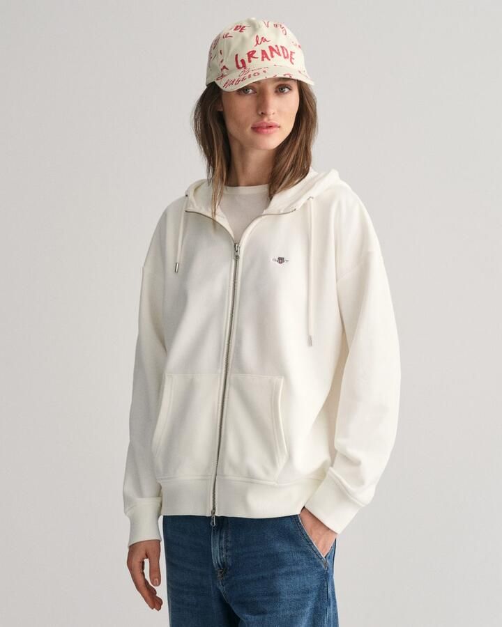 Gant Capuchonsweatvest SHIELD ZIP HOODIE Grafische -borduursel op de borst - Foto 2