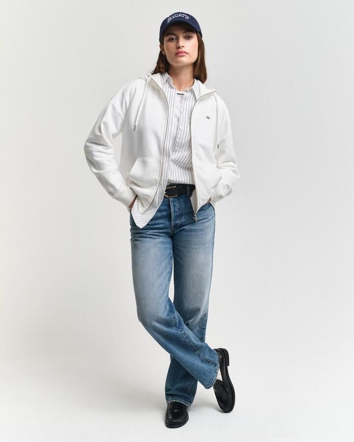 Gant Capuchonsweatvest SHIELD ZIP HOODIE Grafische -borduursel op de borst - Foto 7