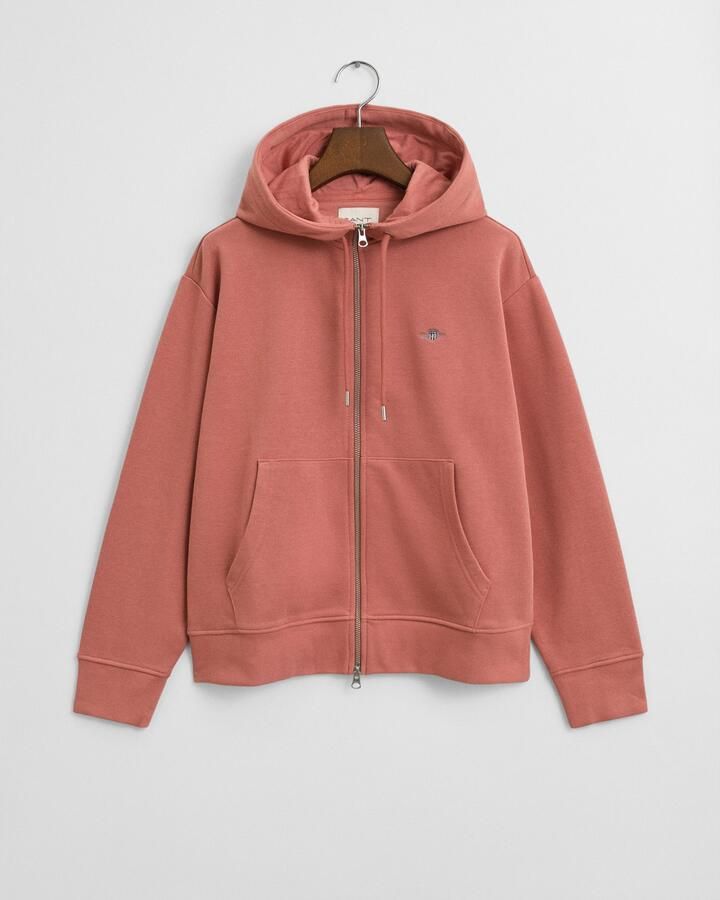 Gant Capuchonsweatvest SHIELD ZIP HOODIE Grafische -borduursel op de borst