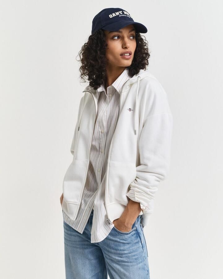 Gant Capuchonsweatvest SHIELD ZIP HOODIE Grafische -borduursel op de borst - Foto 10
