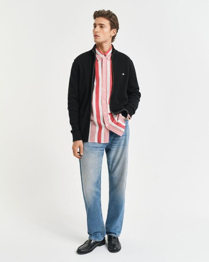 Gant Cardigan CASUAL COTTON ZIP CARDIGAN Met ribbels aan opstaande kraag mouwen en zoom - Foto 7