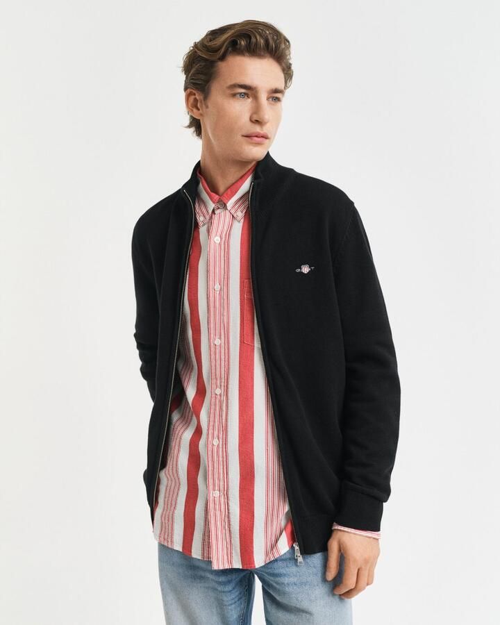 Gant Cardigan CASUAL COTTON ZIP CARDIGAN Met ribbels aan opstaande kraag mouwen en zoom - Foto 8