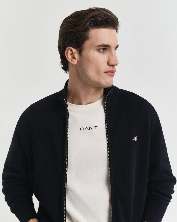 Gant Cardigan CASUAL COTTON ZIP CARDIGAN Met ribbels aan opstaande kraag mouwen en zoom - Foto 12