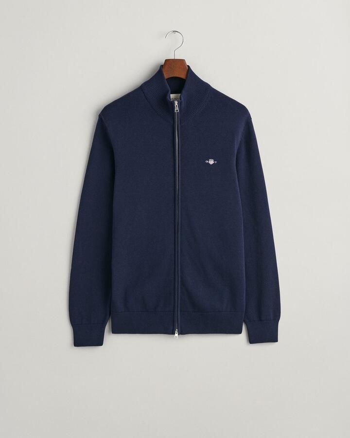 Gant Cardigan CASUAL COTTON ZIP CARDIGAN Met ribbels aan opstaande kraag mouwen en zoom - Foto 5