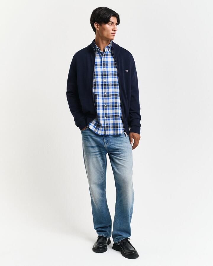 Gant Cardigan CASUAL COTTON ZIP CARDIGAN Met ribbels aan opstaande kraag mouwen en zoom - Foto 7