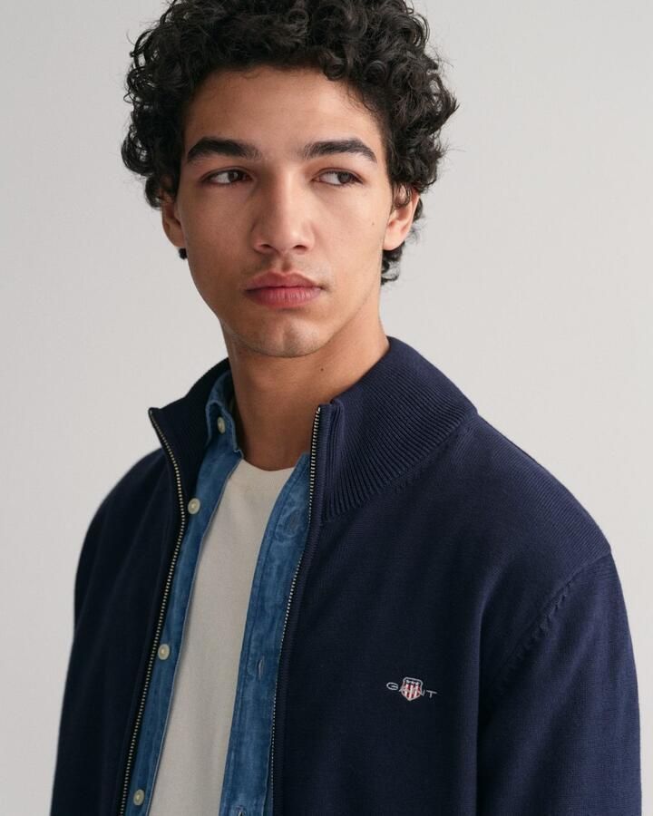 Gant Cardigan CASUAL COTTON ZIP CARDIGAN Met ribbels aan opstaande kraag mouwen en zoom - Foto 11