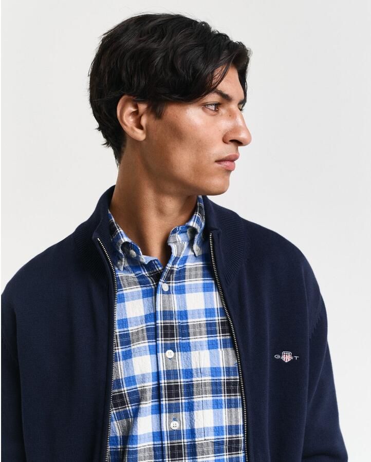 Gant Cardigan CASUAL COTTON ZIP CARDIGAN Met ribbels aan opstaande kraag mouwen en zoom - Foto 3