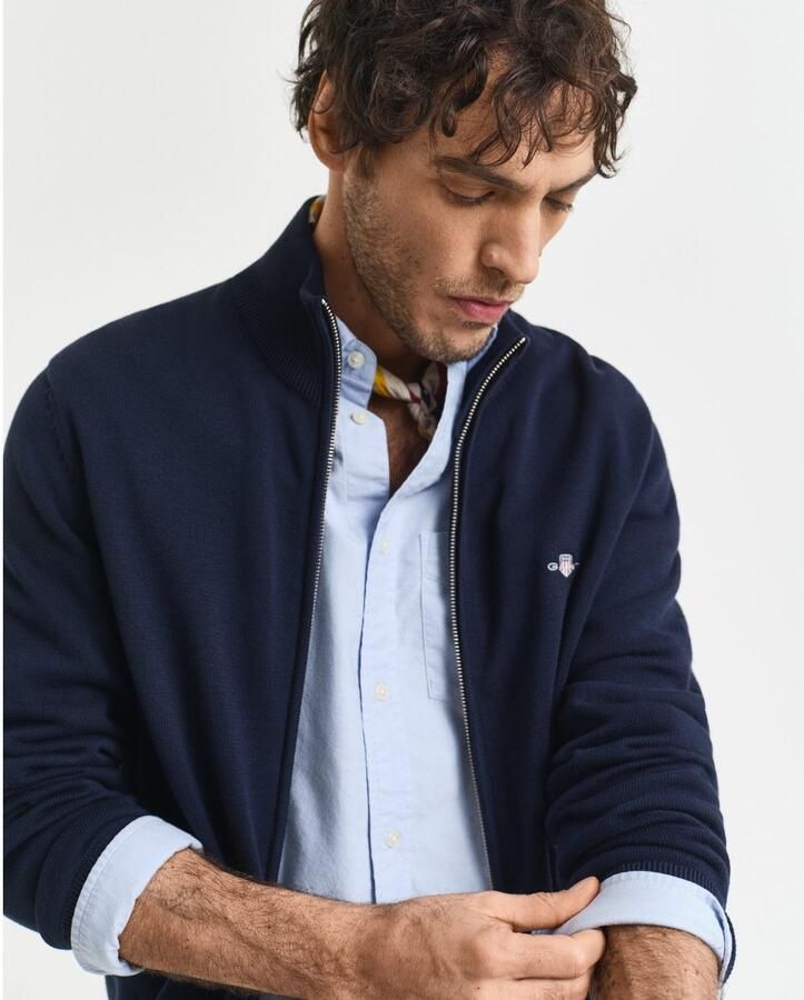 Gant Cardigan CASUAL COTTON ZIP CARDIGAN Met ribbels aan opstaande kraag mouwen en zoom