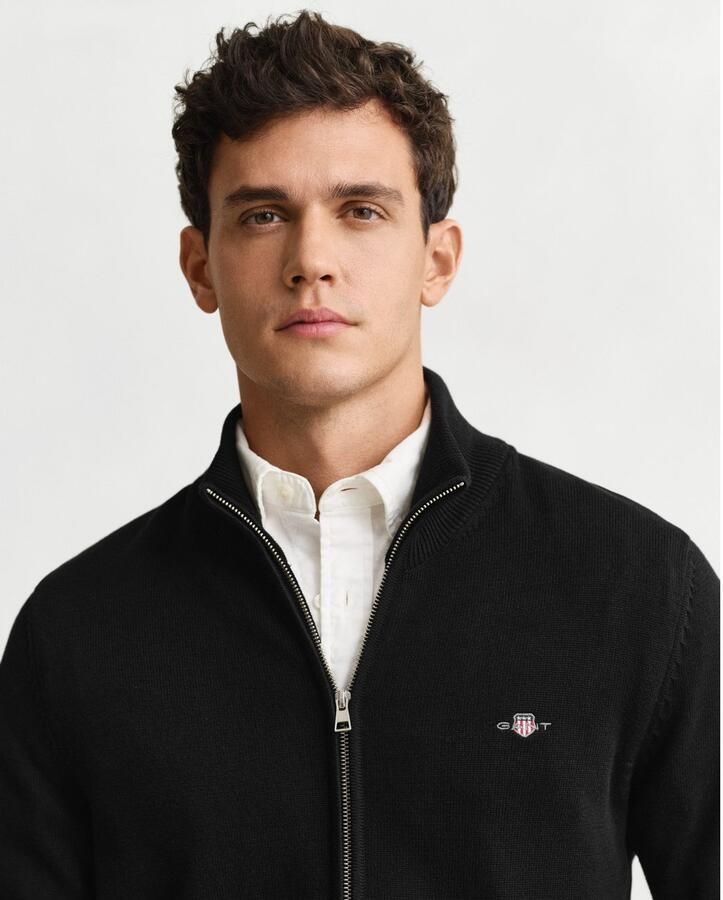 Gant Cardigan CASUAL COTTON ZIP CARDIGAN Met ribbels aan opstaande kraag mouwen en zoom - Foto 2