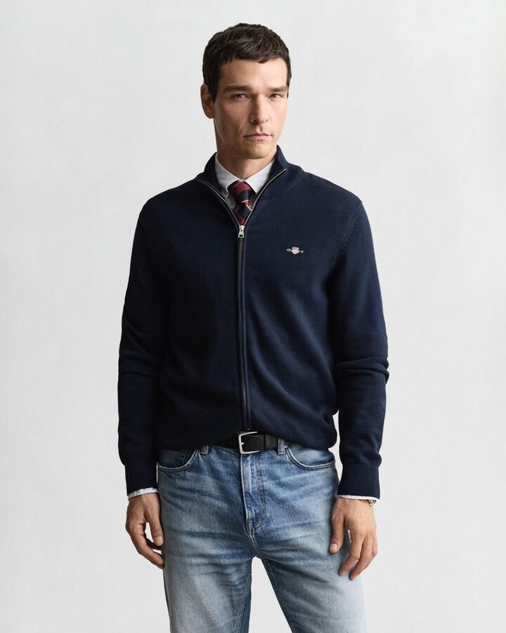 Gant Cardigan CASUAL COTTON ZIP CARDIGAN Met ribbels aan opstaande kraag mouwen en zoom - Foto 13