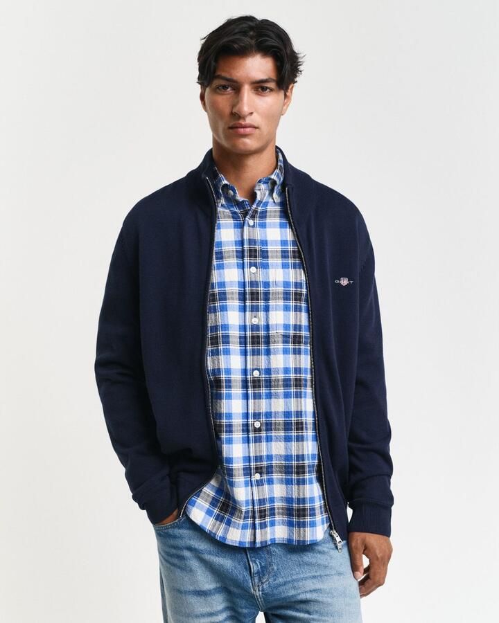 Gant Cardigan CASUAL COTTON ZIP CARDIGAN Met ribbels aan opstaande kraag mouwen en zoom - Foto 16