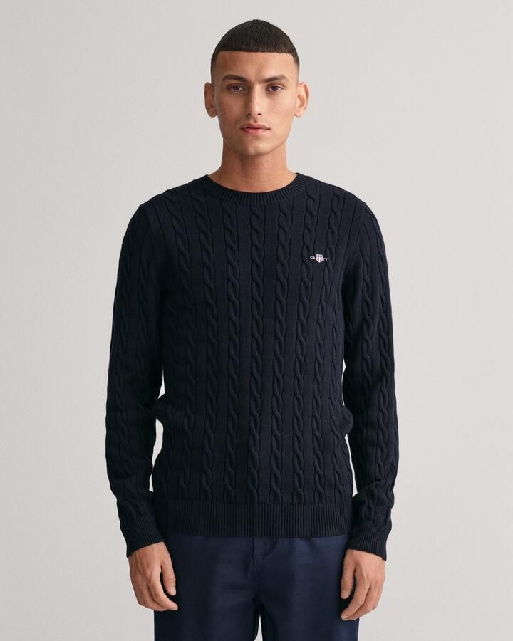Gant Gebreide trui COTTON CABLE C-NECK met wapen-logo borduurwerk op de borst - Foto 17