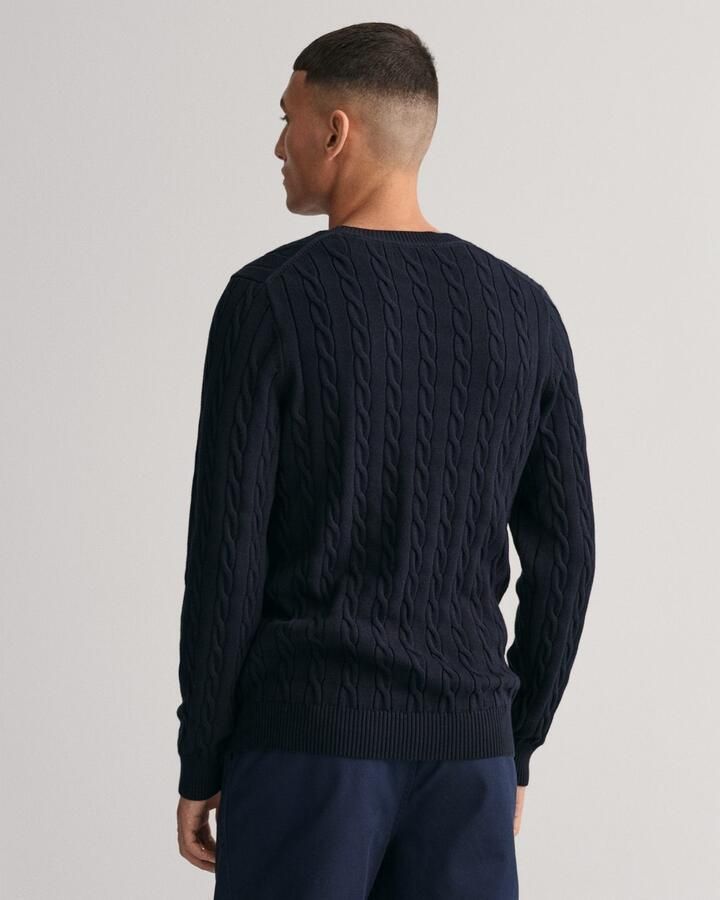 Gant Gebreide trui COTTON CABLE C-NECK met wapen-logo borduurwerk op de borst - Foto 4