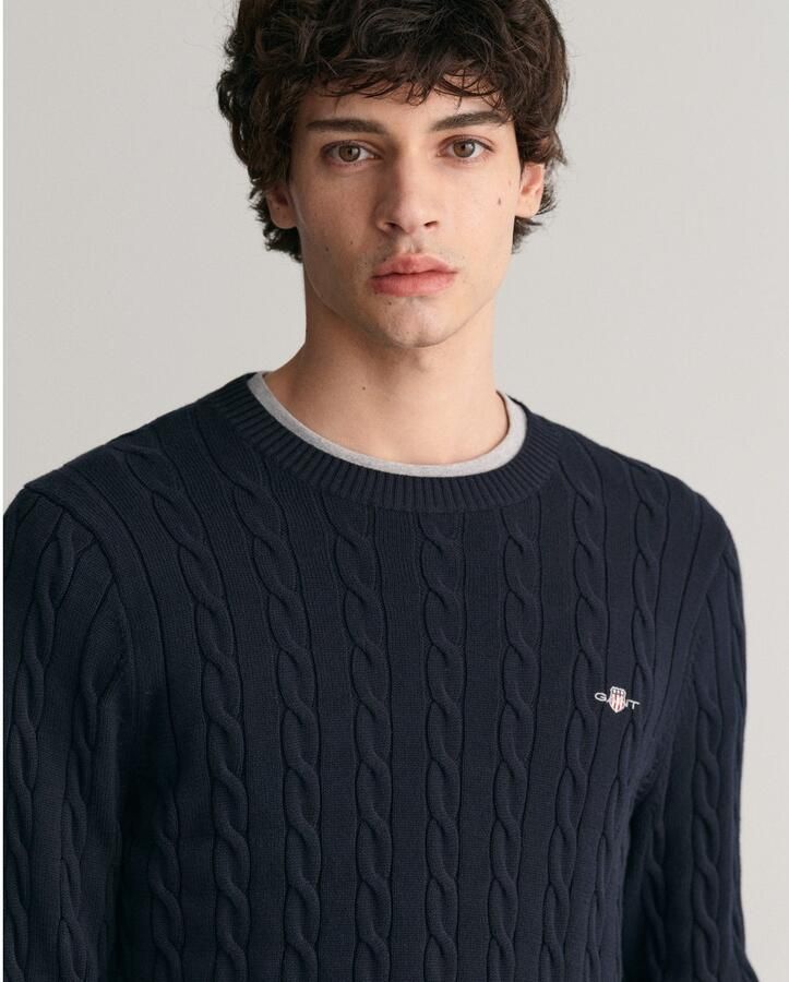 Gant Gebreide trui COTTON CABLE C-NECK met wapen-logo borduurwerk op de borst - Foto 2