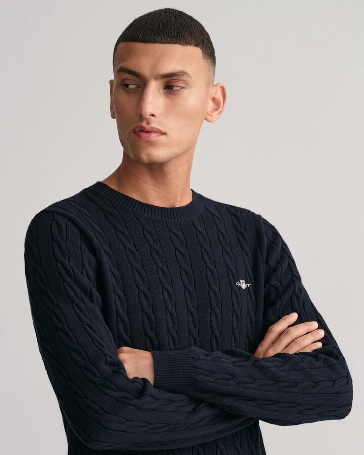 Gant Gebreide trui COTTON CABLE C-NECK met wapen-logo borduurwerk op de borst - Foto 5