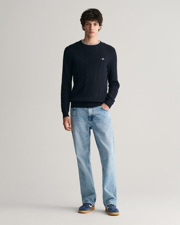 Gant Gebreide trui COTTON CABLE C-NECK met wapen-logo borduurwerk op de borst - Foto 8